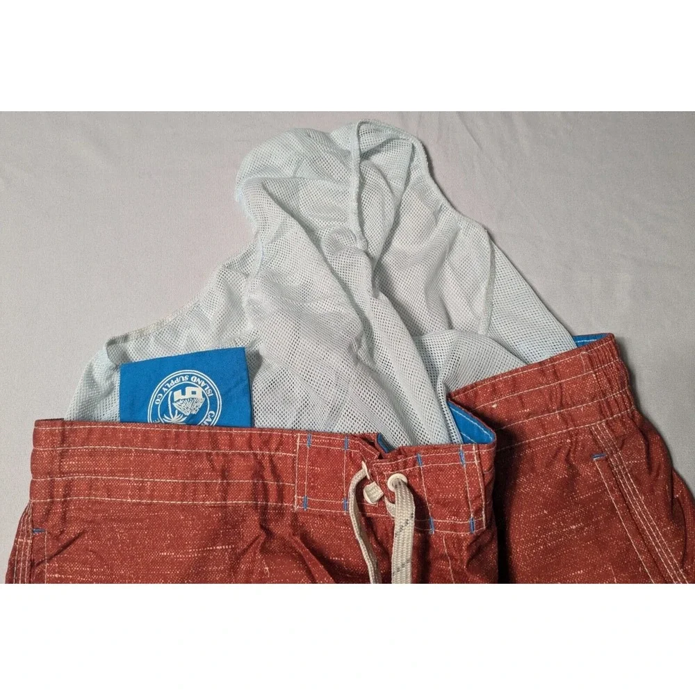 CARIBBEAN JOE Men Large Burnt Brown‎ Built In Brief Drawstring 7